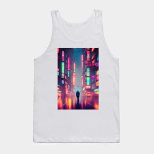 Man Tokyo Neon Anime Japan Rainy Night Street Vibes <3 Tank Top